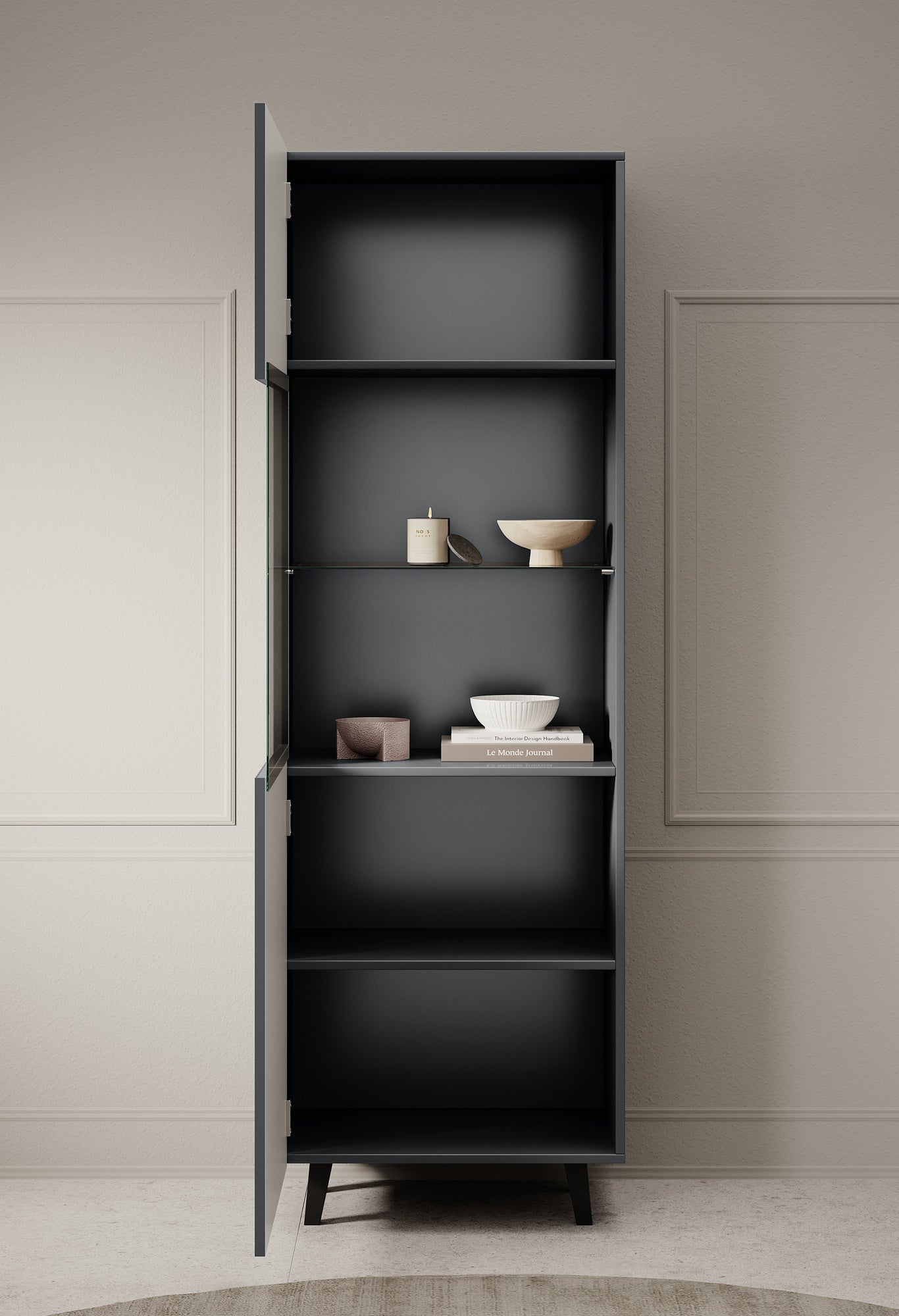Vintar - Vitrinekast - Antraciet - 60x42x183 cm
