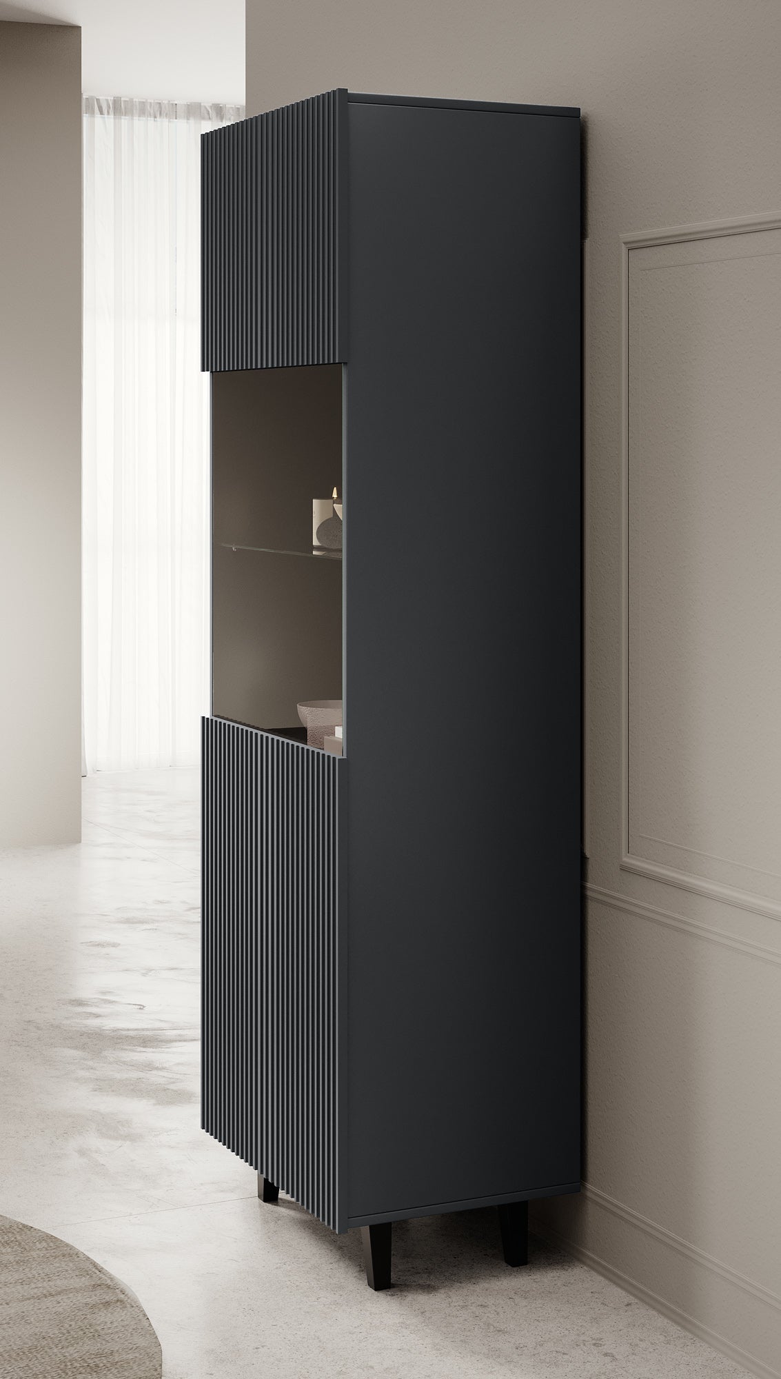 Vintar - Vitrinekast - Antraciet - 60x42x183 cm