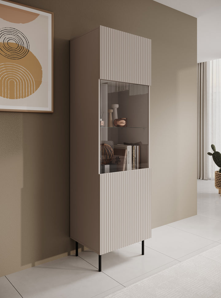 Alex - Vitrinekast - Beige - 55x42x185 cm