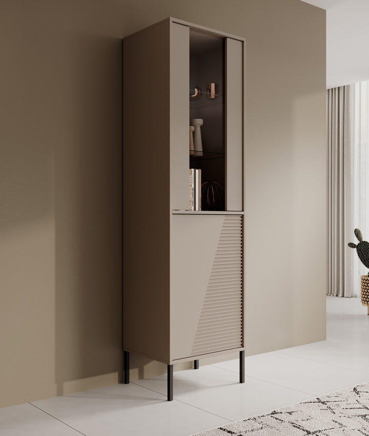 Davey - Vitrinekast - Beige - 55x40x190 cm