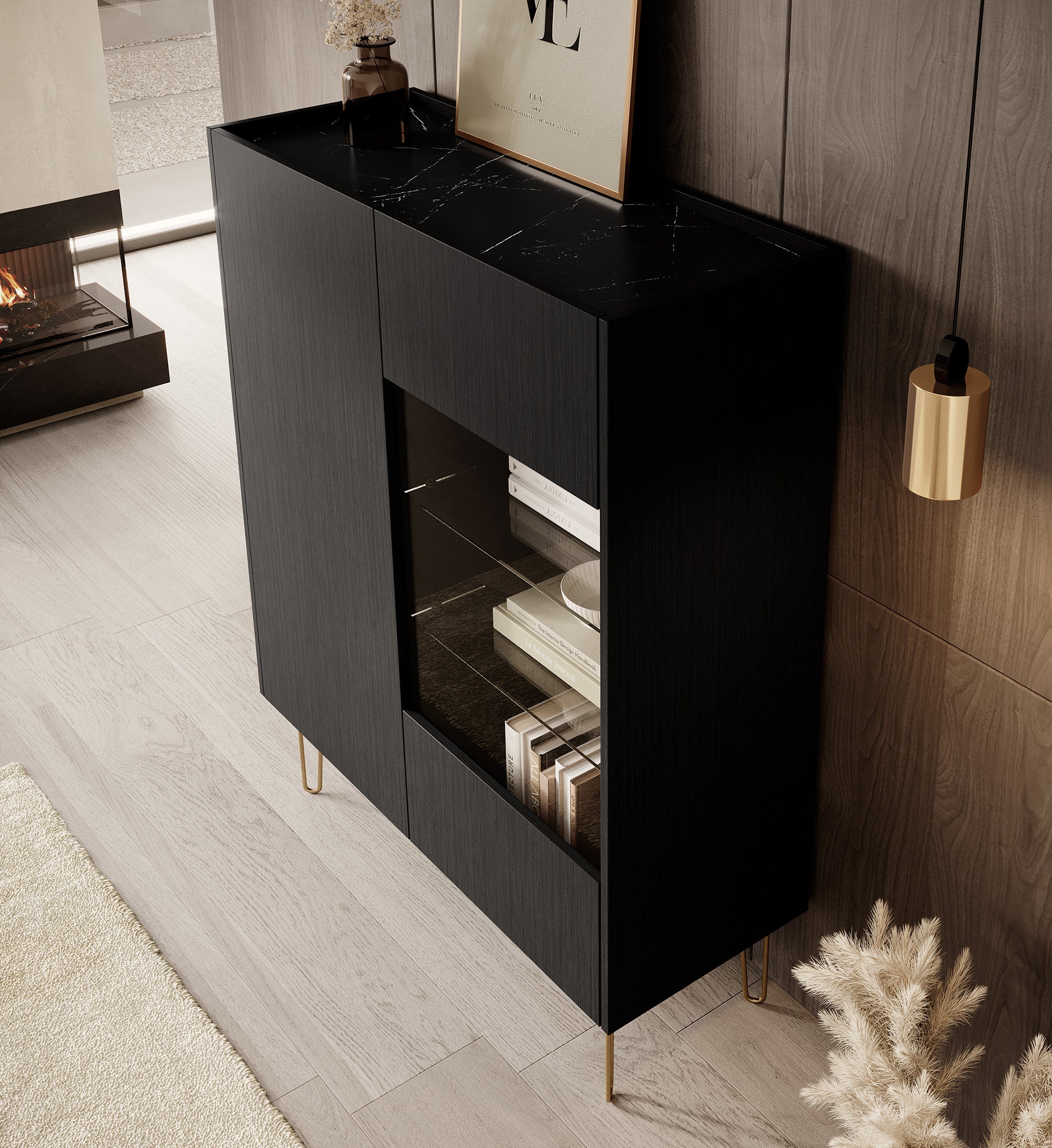 Hacienda - Kast - Zwart - 97x37x122 cm