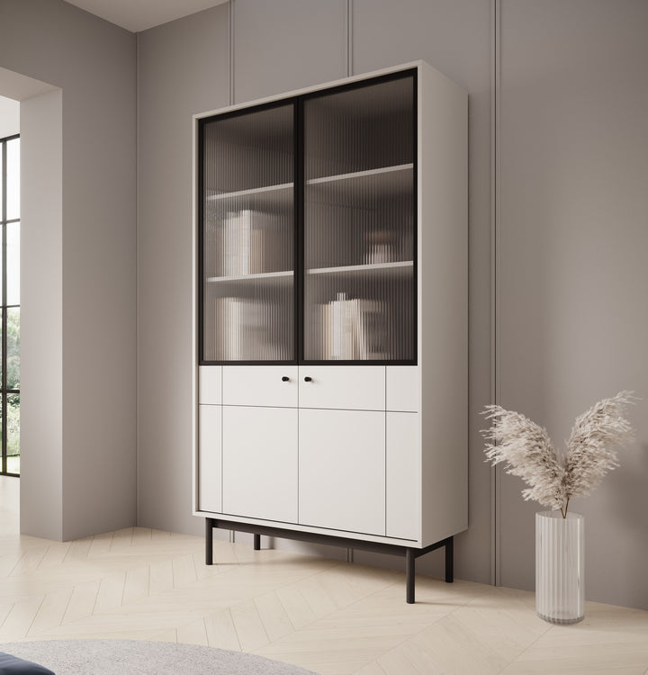 Jules 1 - Vitrinekast - Beige - 104x39x185 cm