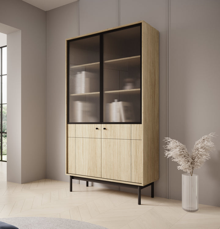 Jules 1 - Vitrinekast - Eiken - 104x39x185 cm