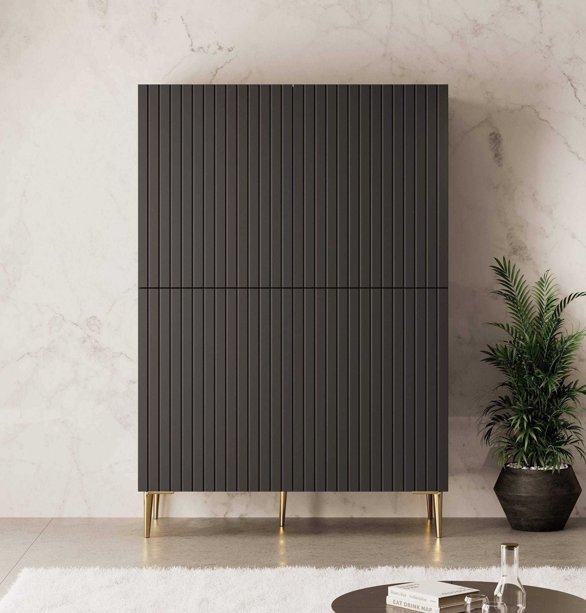 King - Opbergkast 2 deuren - Zwart - 100x45x146 cm