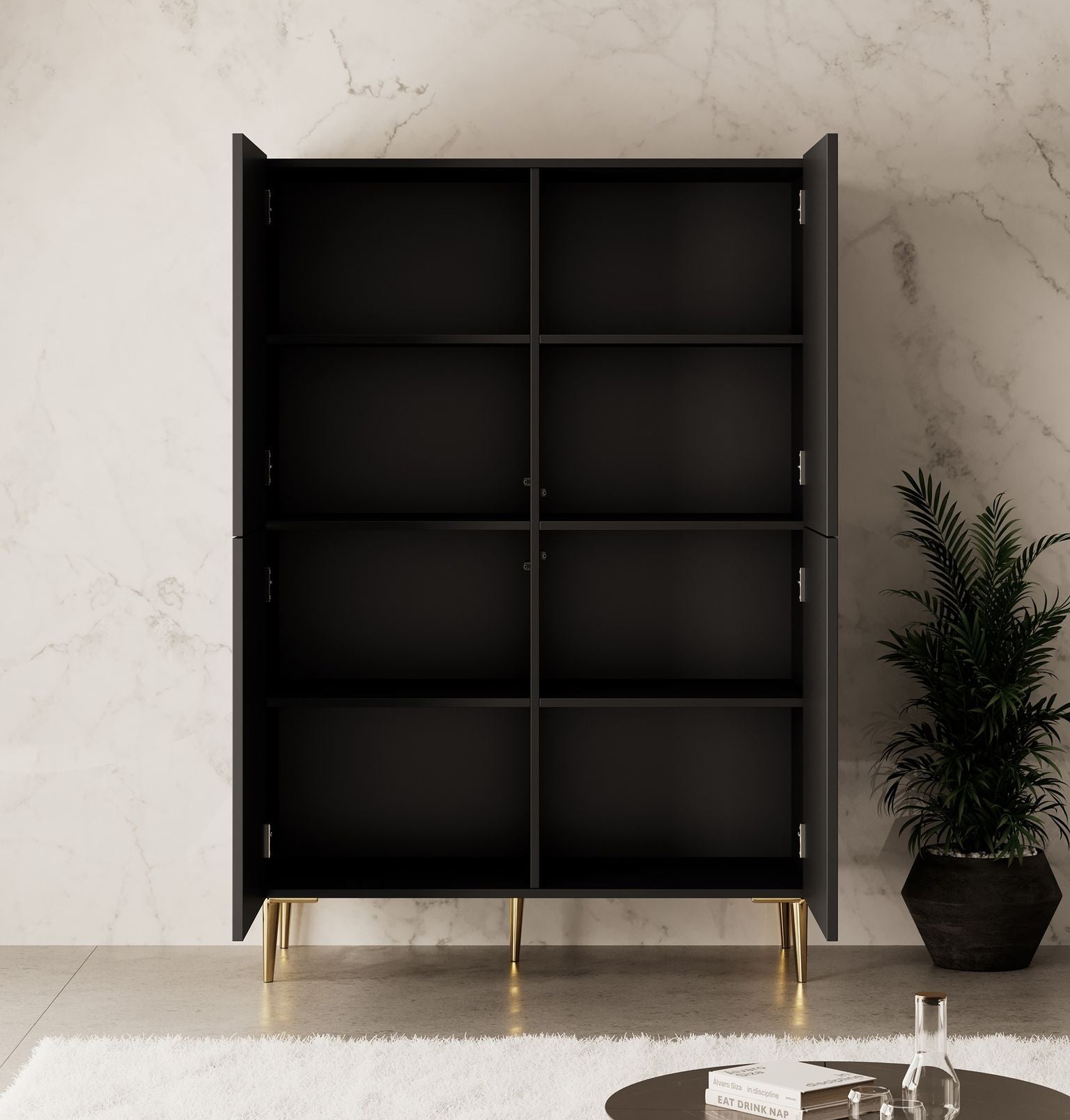 King - Opbergkast 2 deuren - Zwart - 100x45x146 cm