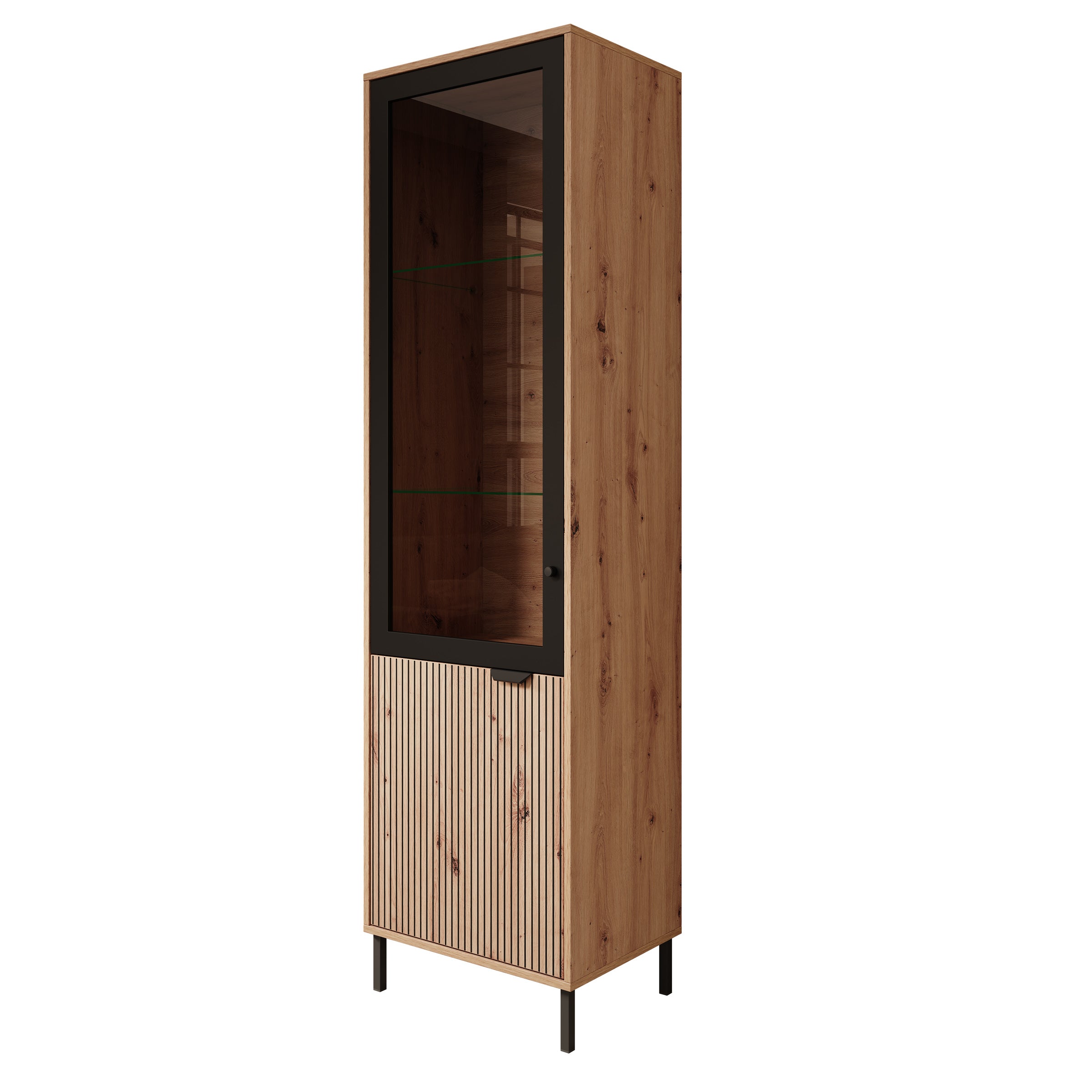 Malaika - Vitrinekast - Eiken - 55x40x195 cm