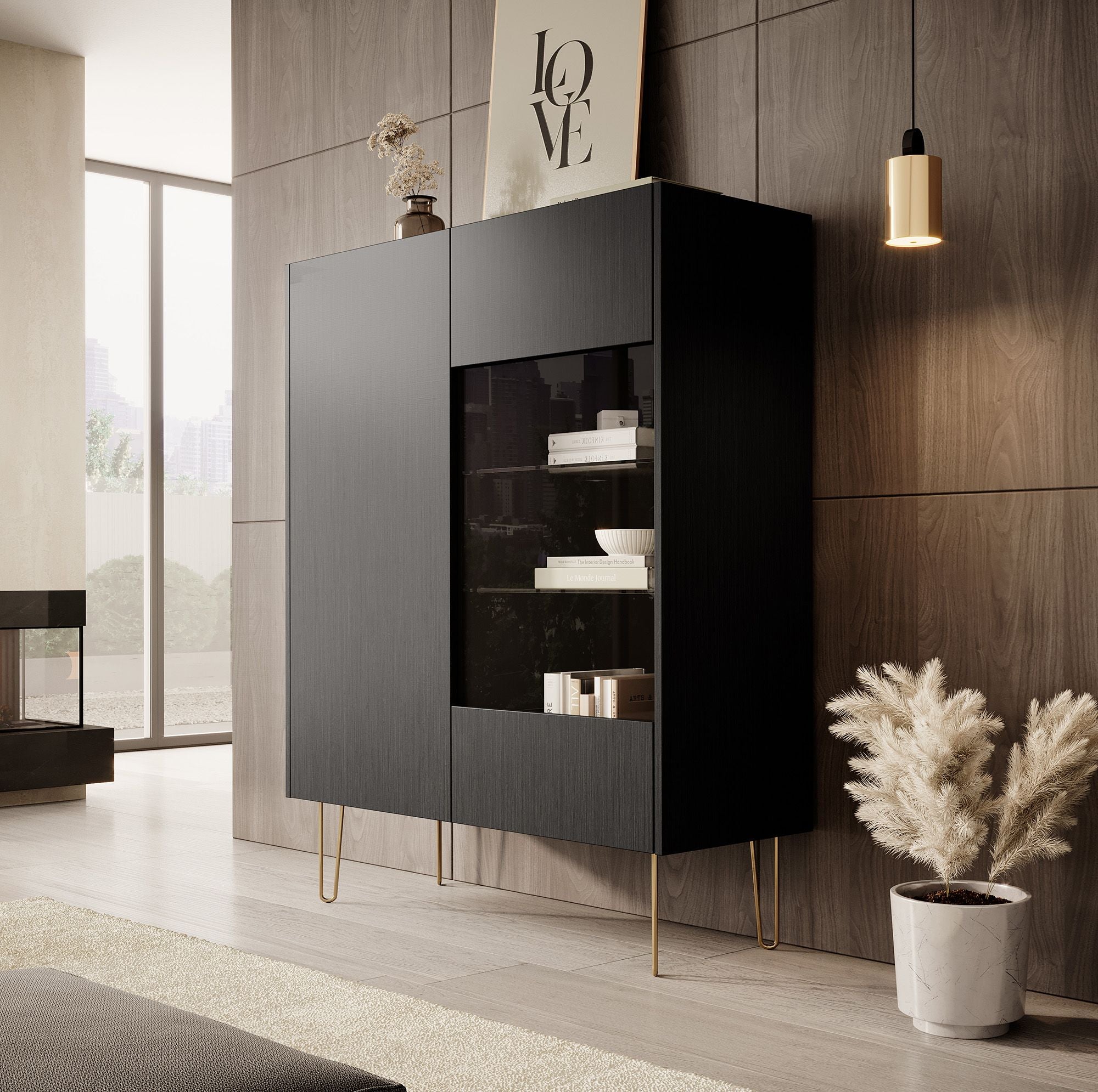 Hacienda - Kast - Zwart - 97x37x122 cm