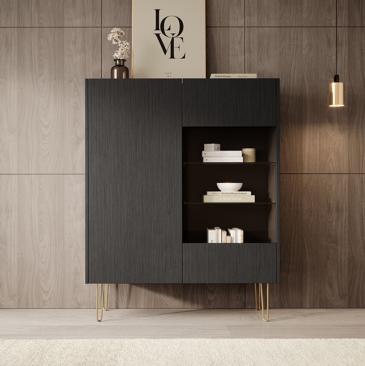 Hacienda - Kast - Zwart - 97x37x122 cm