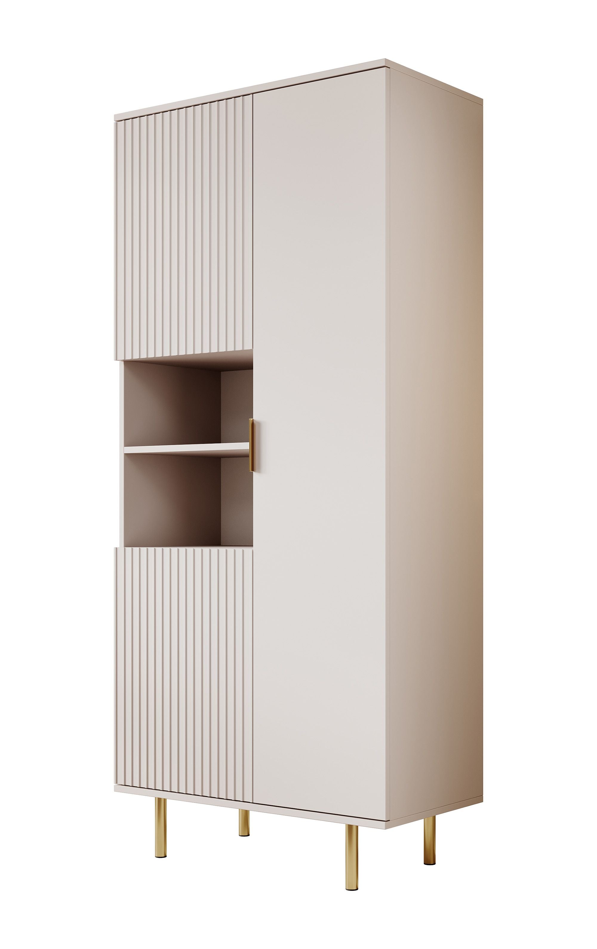 Nicola - Vitrinekast - Beige - 80x41x190 cm