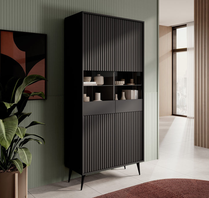 Winq - Vitrinekast - Antraciet - 91x40x193 cm