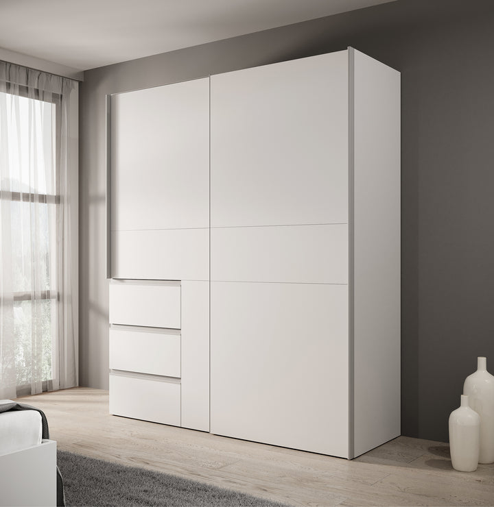 Walter - Kledingkast met schuifdeuren - Wit - 170x61x200 cm