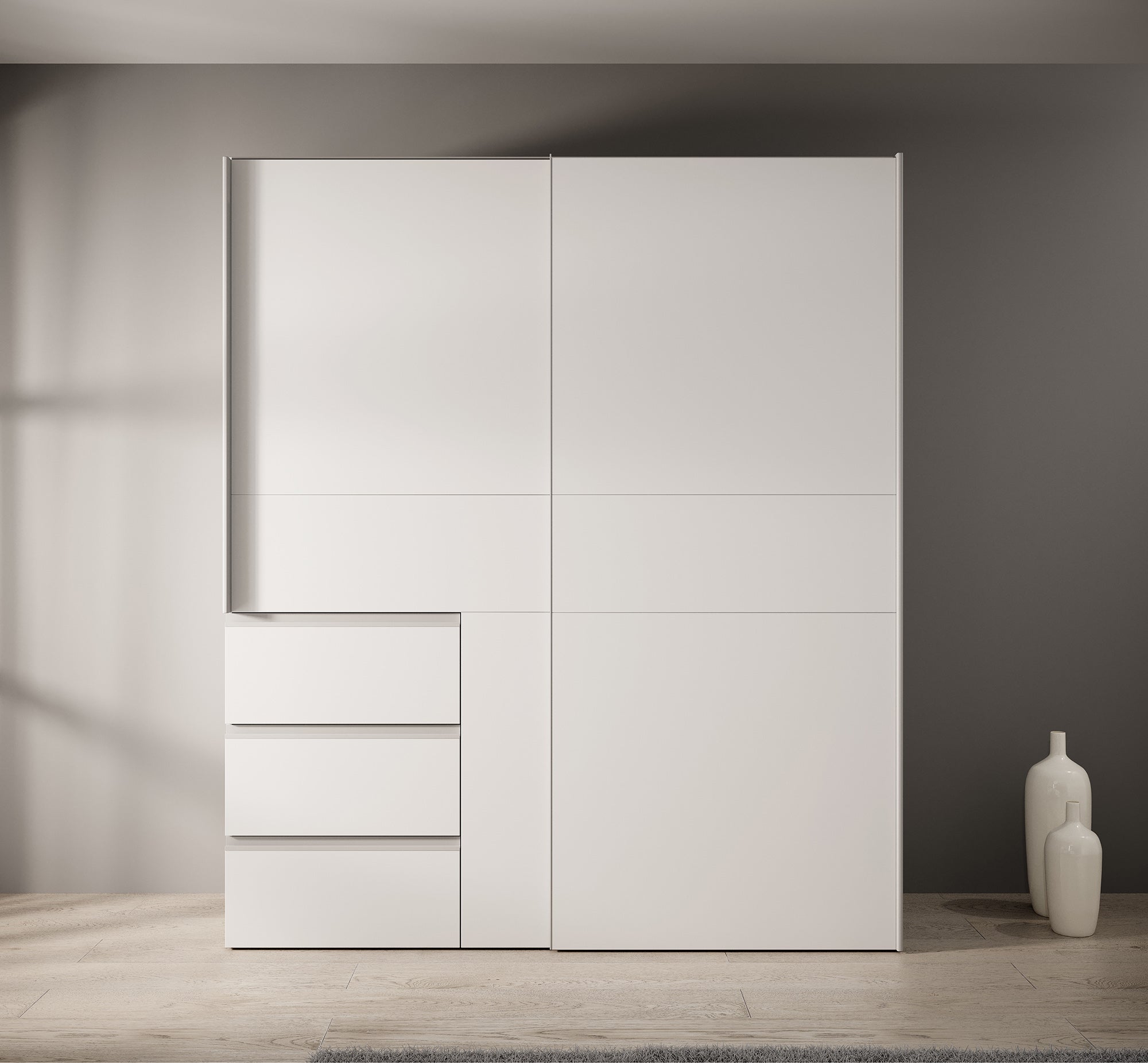 Walter - Kledingkast met schuifdeuren - Wit - 170x61x200 cm