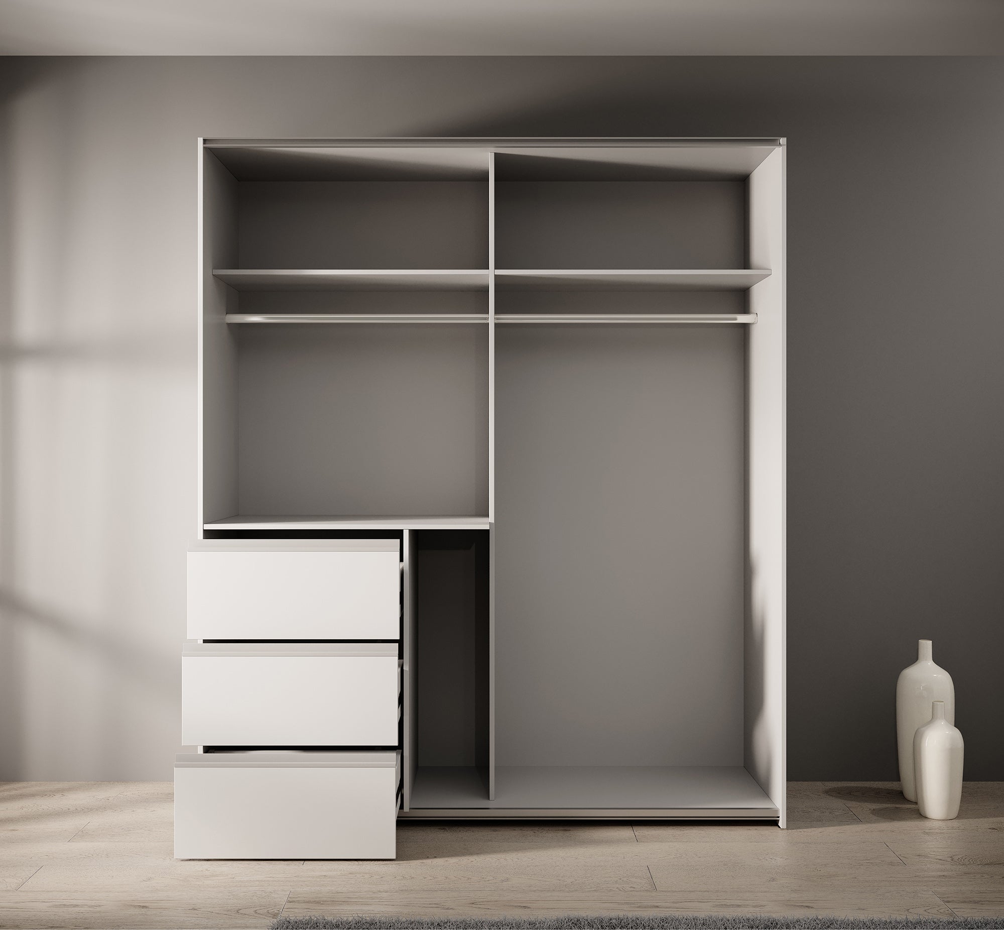 Walter - Kledingkast met schuifdeuren - Wit - 170x61x200 cm