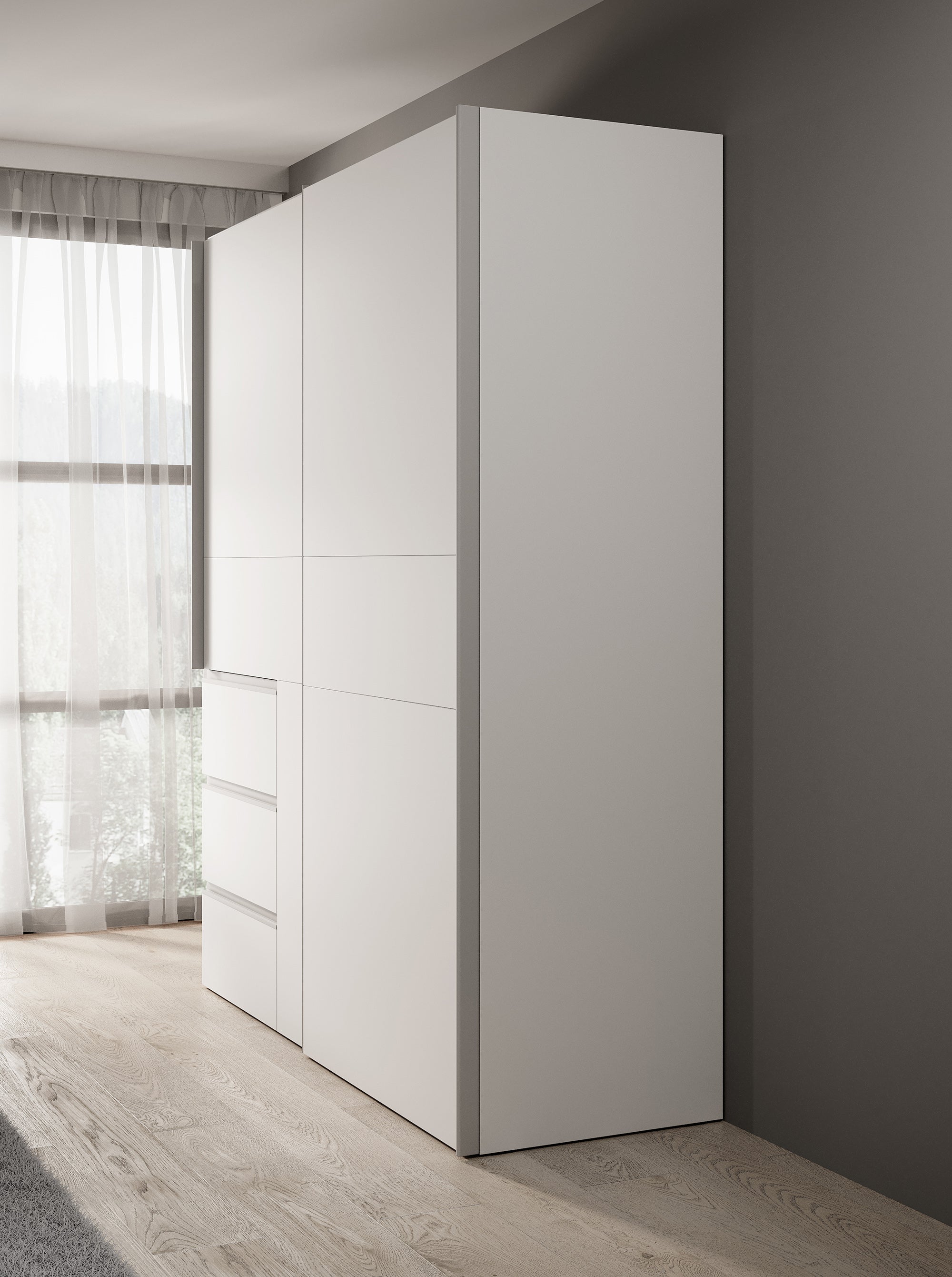 Walter - Kledingkast met schuifdeuren - Wit - 170x61x200 cm