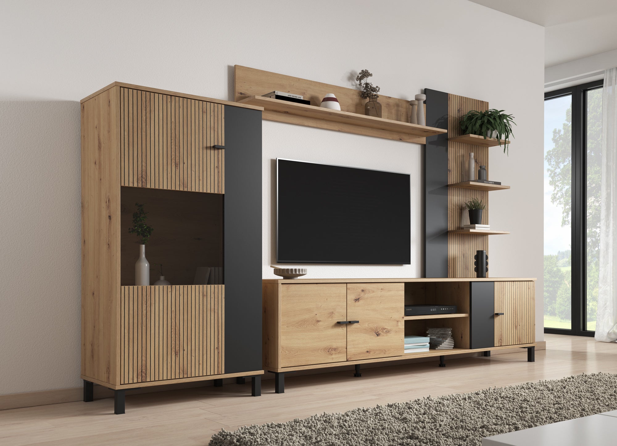 Austin - Wandmeubel - Eiken - 188x40x52 cm