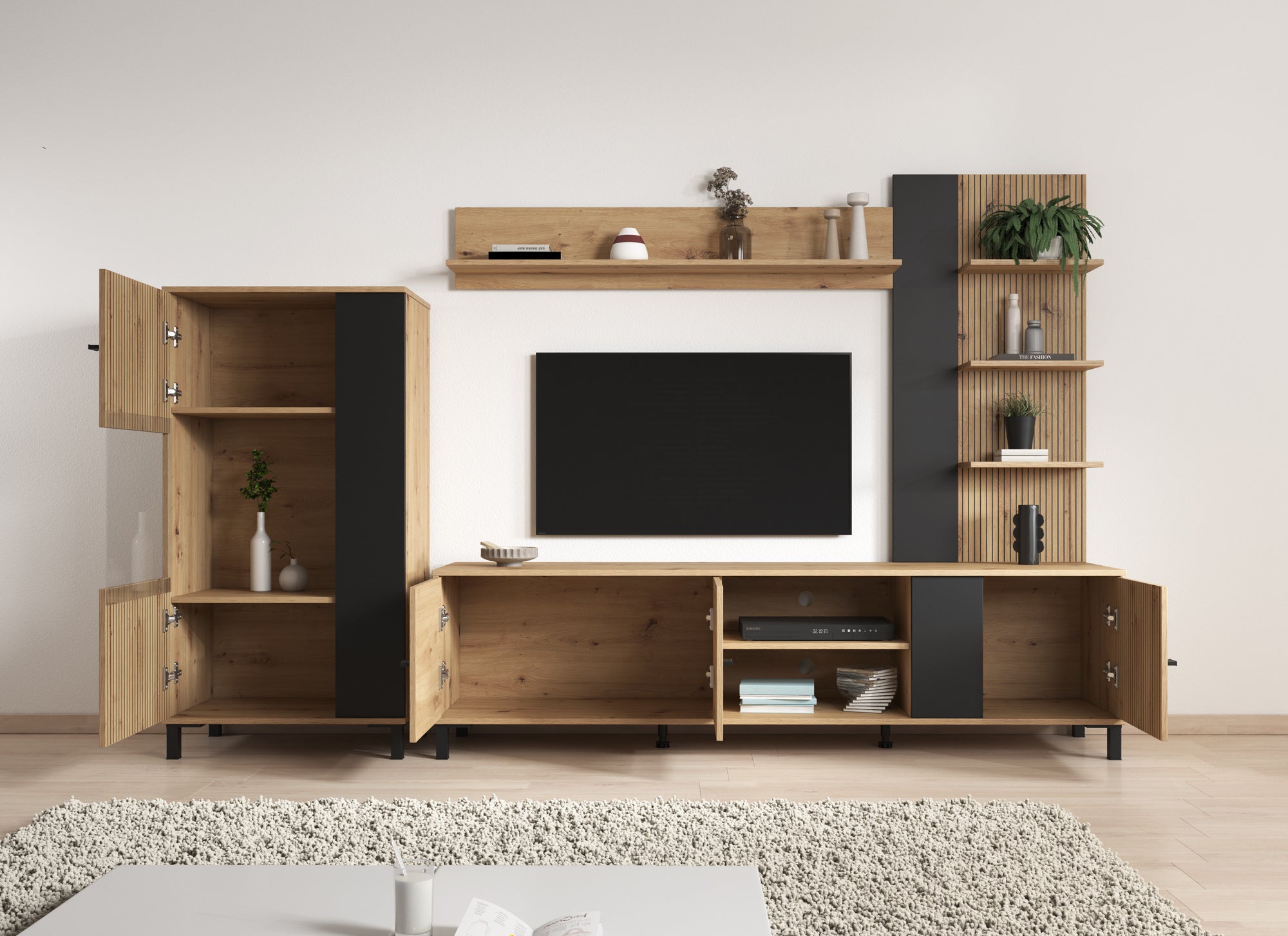 Austin - Wandmeubel - Eiken - 188x40x52 cm