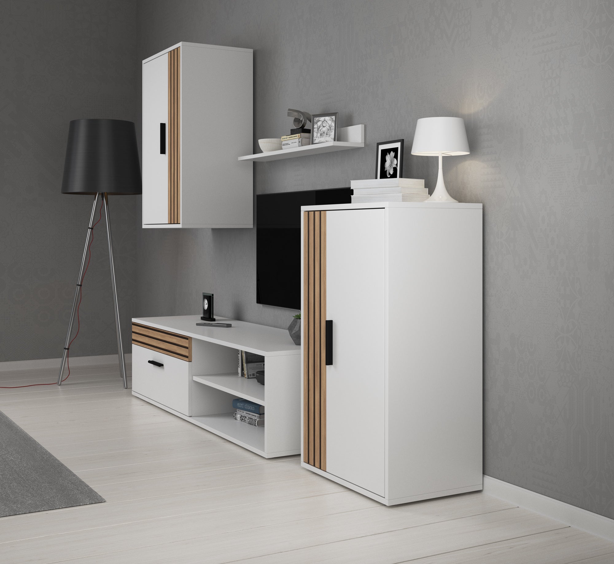 Bellini - Wandmeubel - Wit - 140x35x39 cm