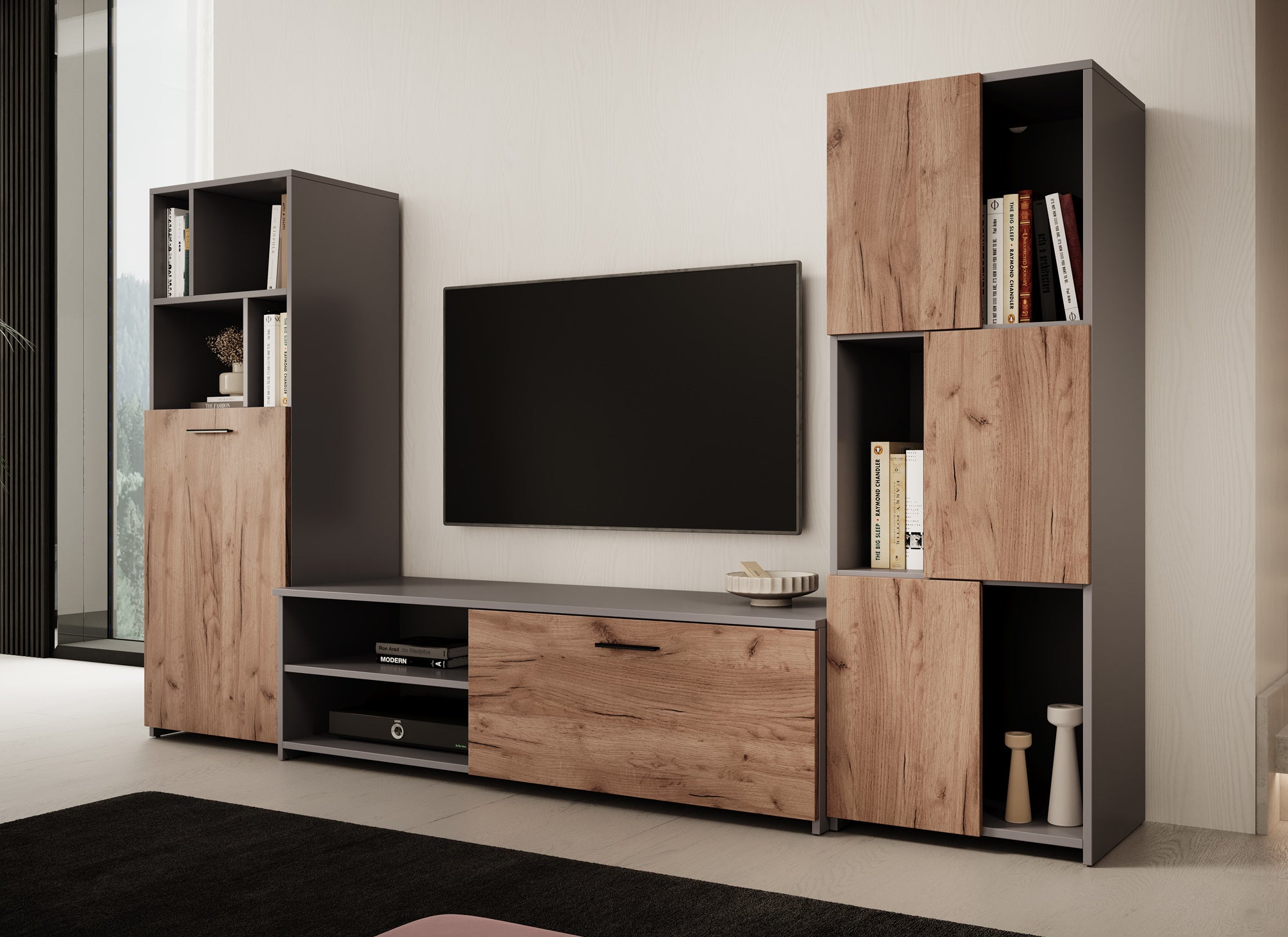 Jakarta - Wandmeubel - Eiken - 240x35x137 cm