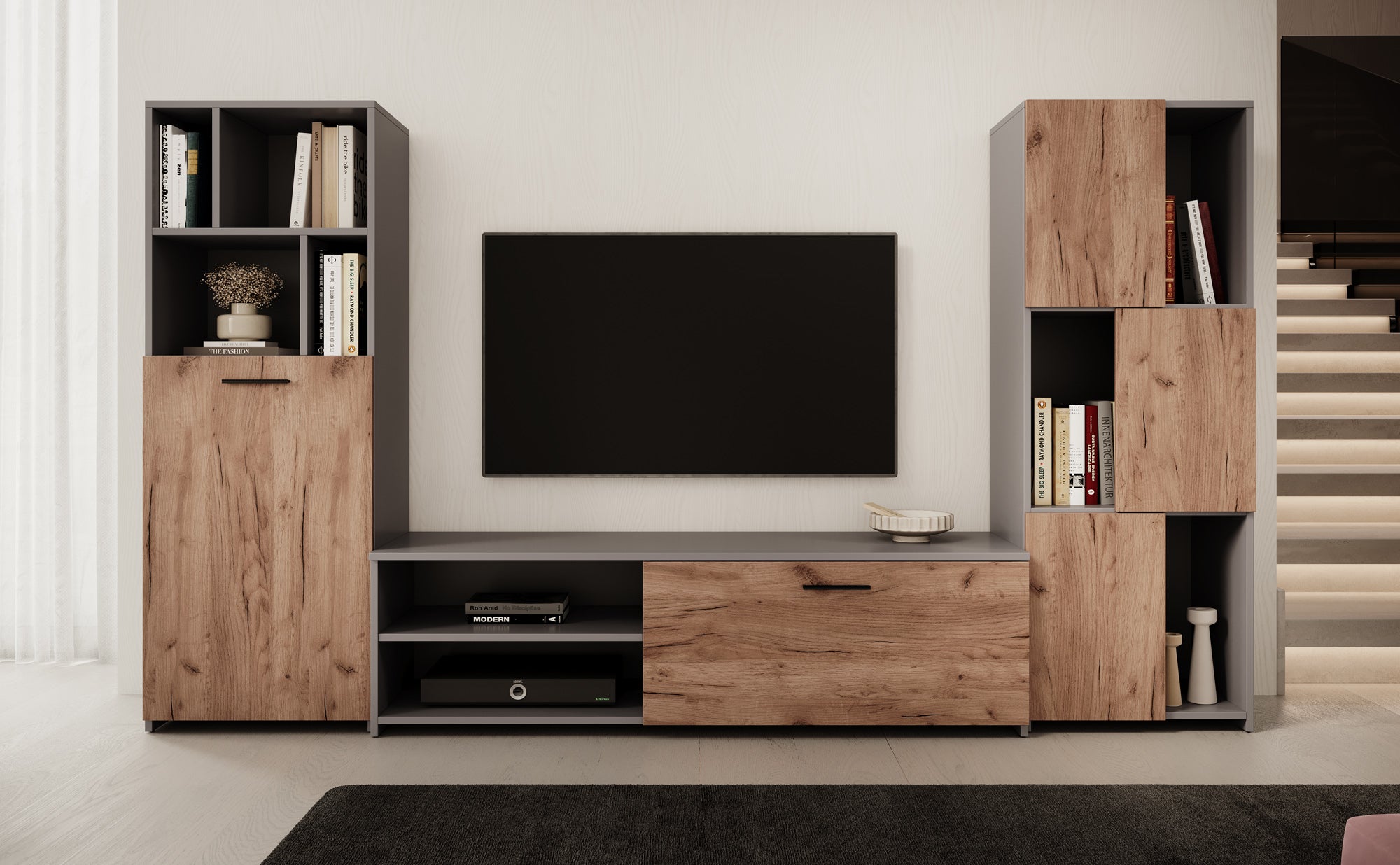 Jakarta - Wandmeubel - Eiken - 240x35x137 cm