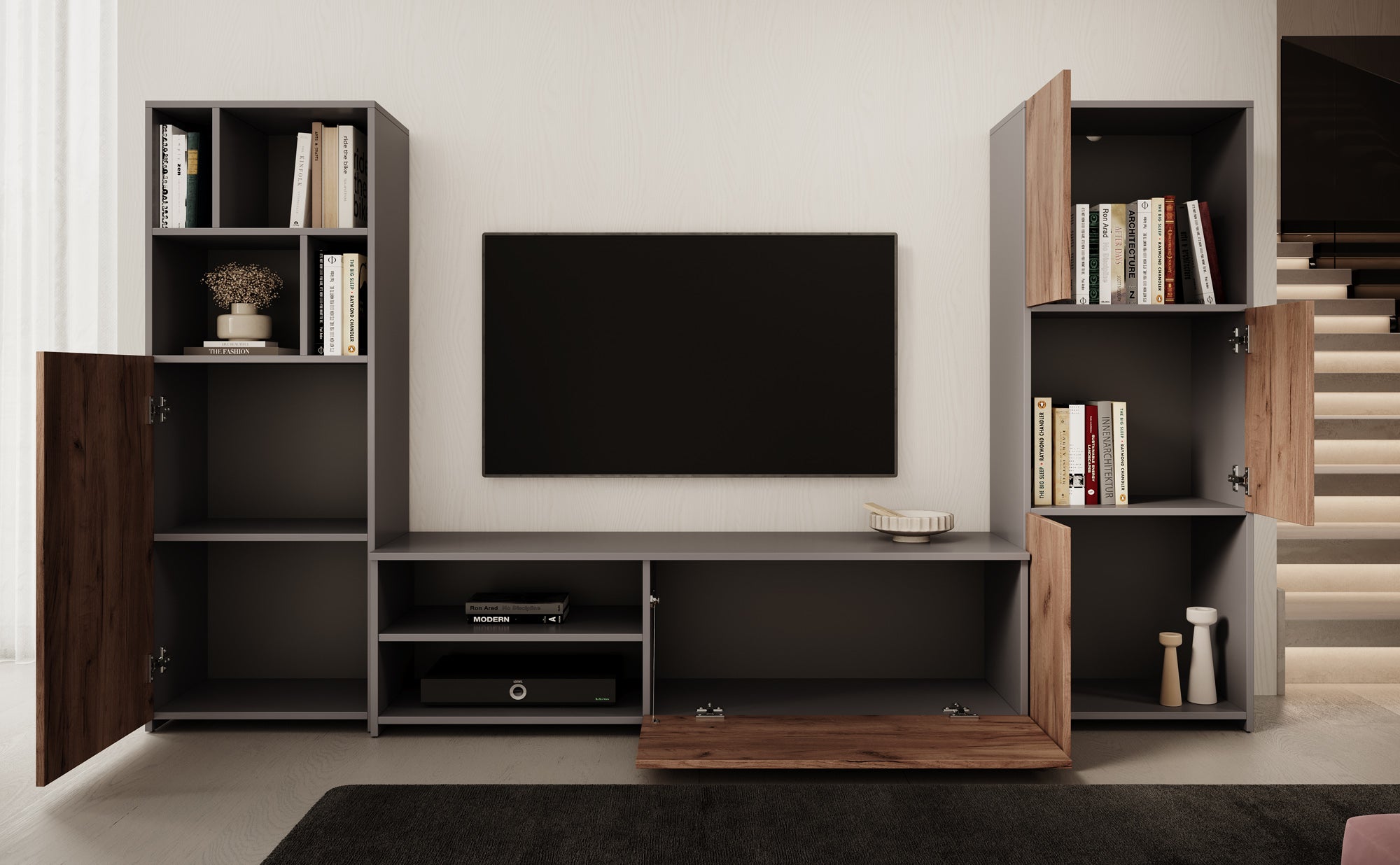 Jakarta - Wandmeubel - Eiken - 240x35x137 cm