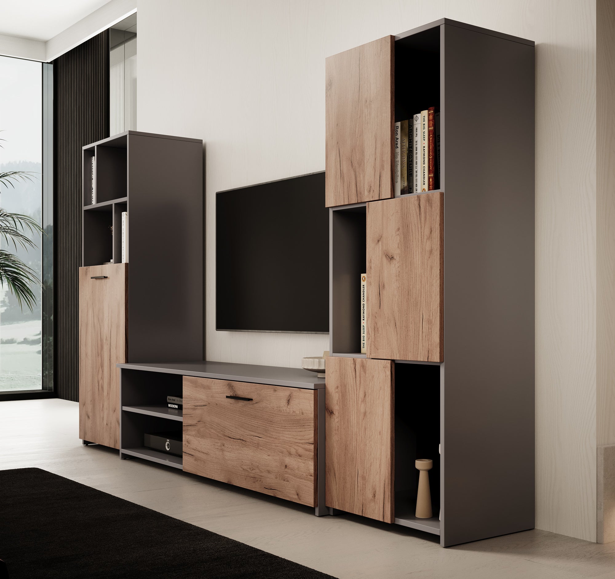 Jakarta - Wandmeubel - Eiken - 240x35x137 cm