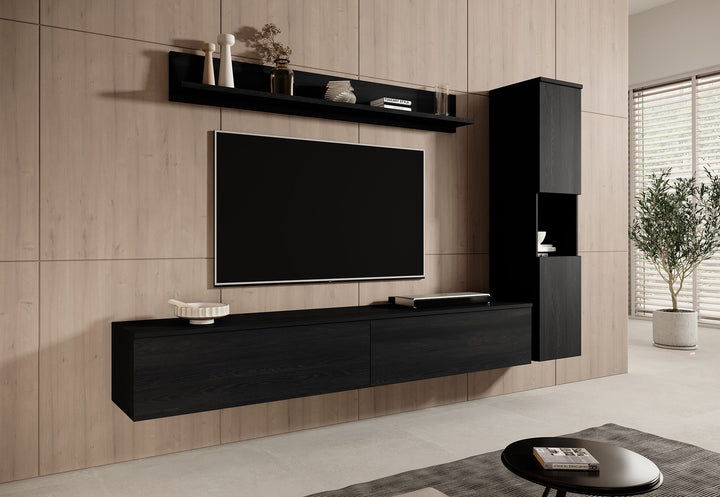 Pure - Wandmeubel - Zwart - 180x33x32 cm
