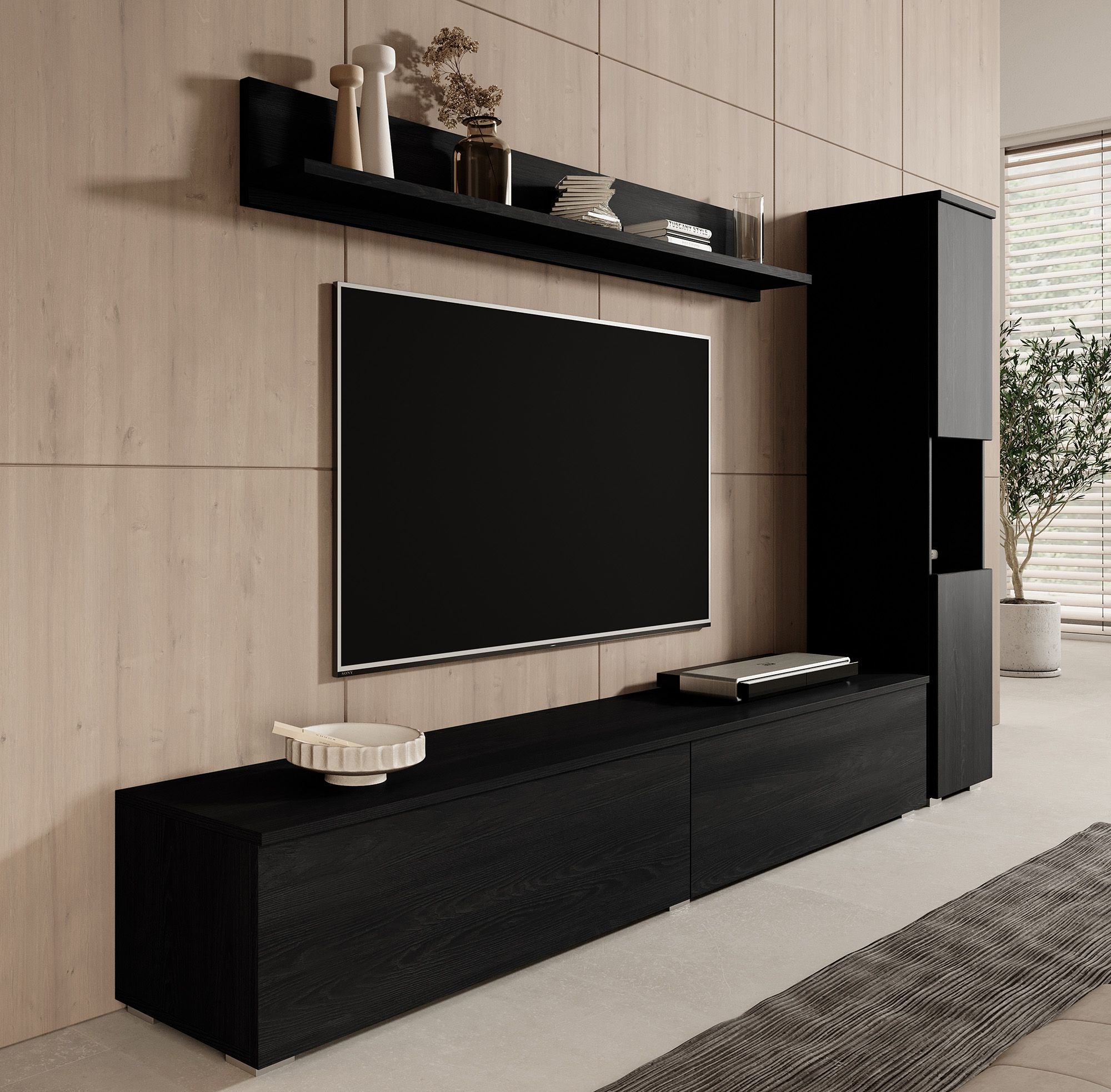Pure - Wandmeubel - Zwart - 180x33x32 cm