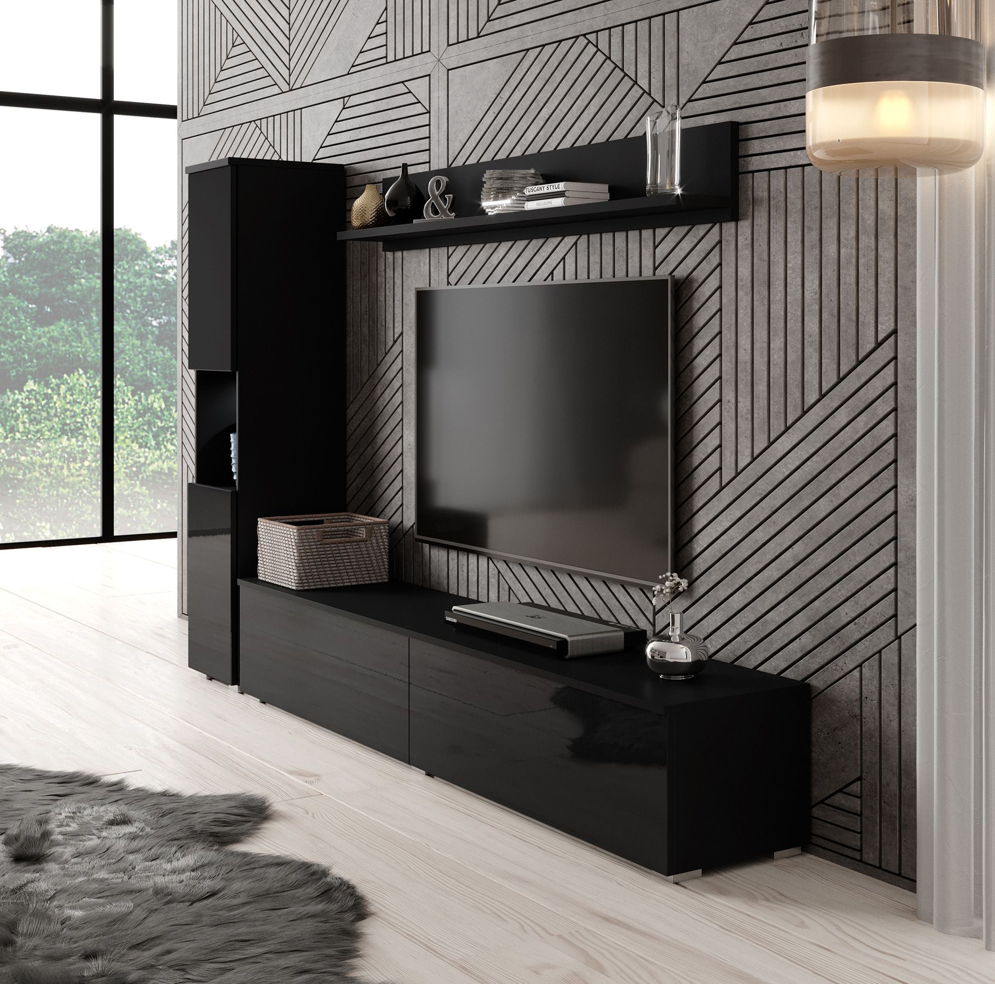 Pure - Wandmeubel - Zwart - 180x33x32 cm