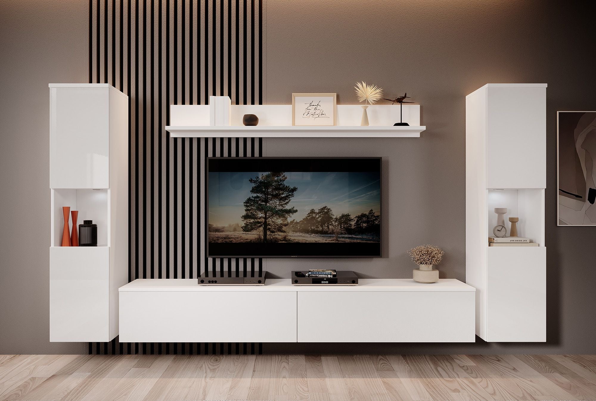 Pure XL - Wandmeubel - Wit - 180x33x130 cm