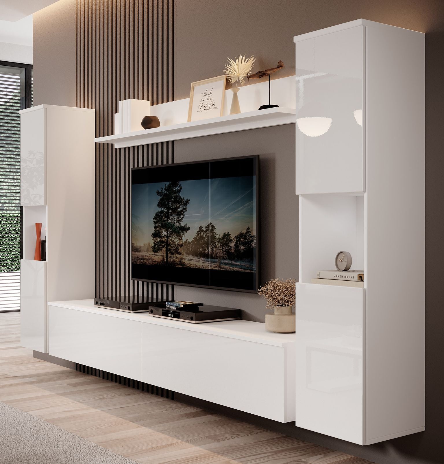 Pure XL - Wandmeubel - Wit - 180x33x130 cm