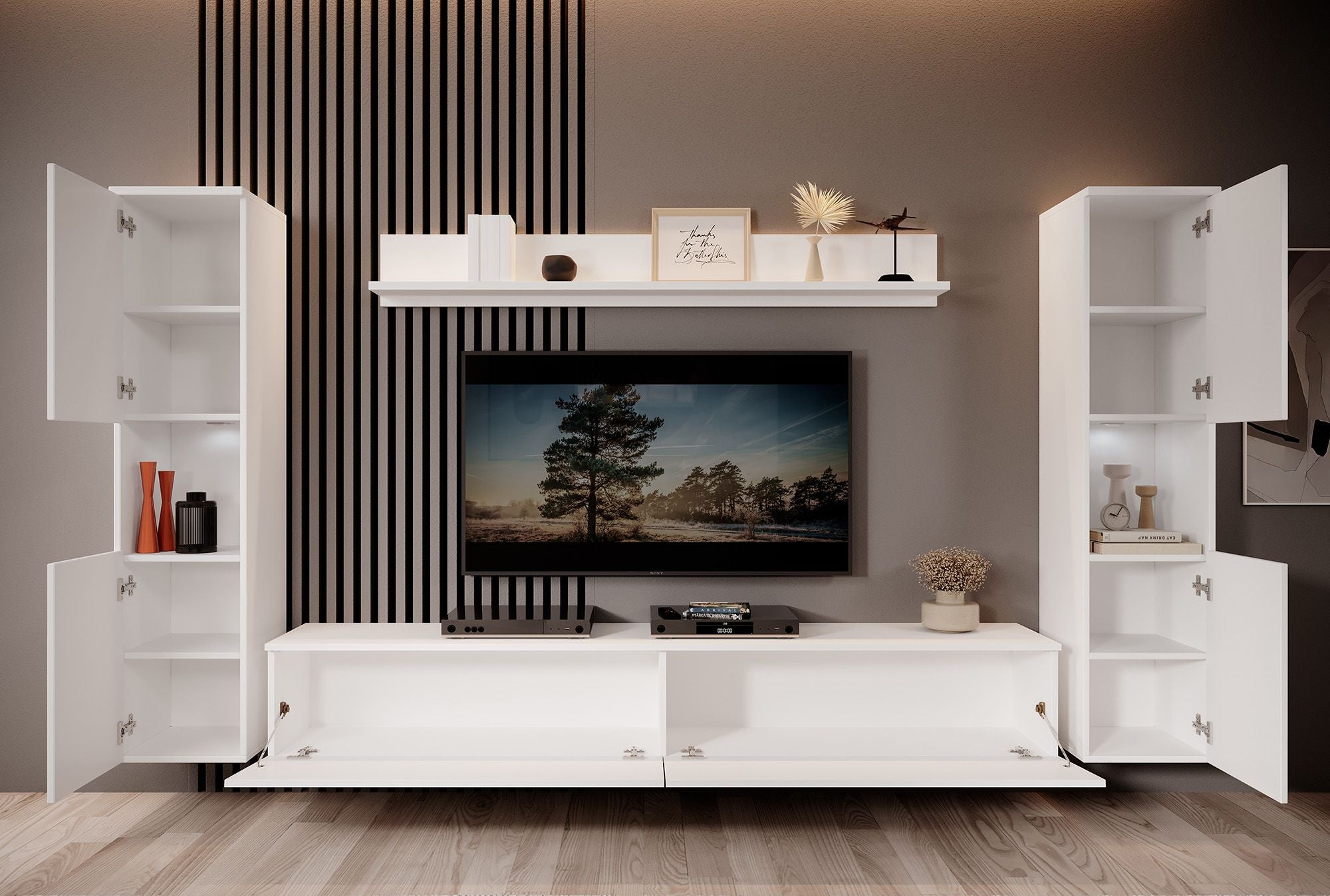 Pure XL - Wandmeubel - Wit - 180x33x130 cm