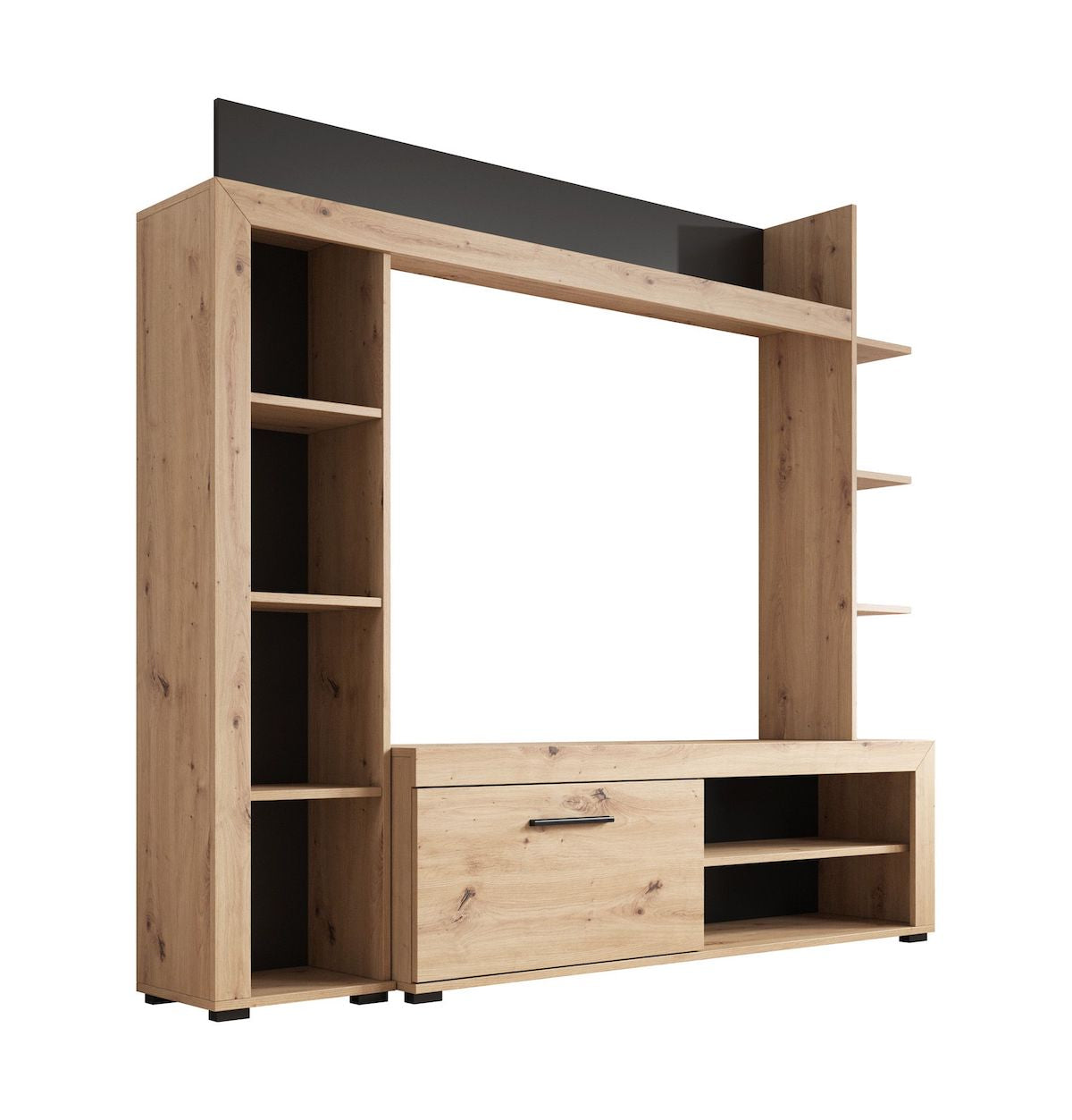 Ramona - Wandmeubel - Eiken/zwart - 173x28x158 cm