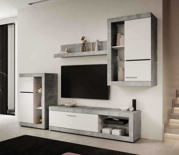 Ruth - Wandmeubel - Betonlook - 162x42x44 cm