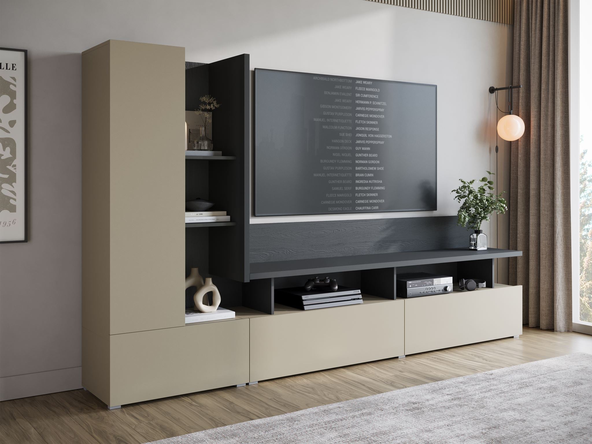 Sekai - Wandmeubel - Beige - 270x40x162 cm