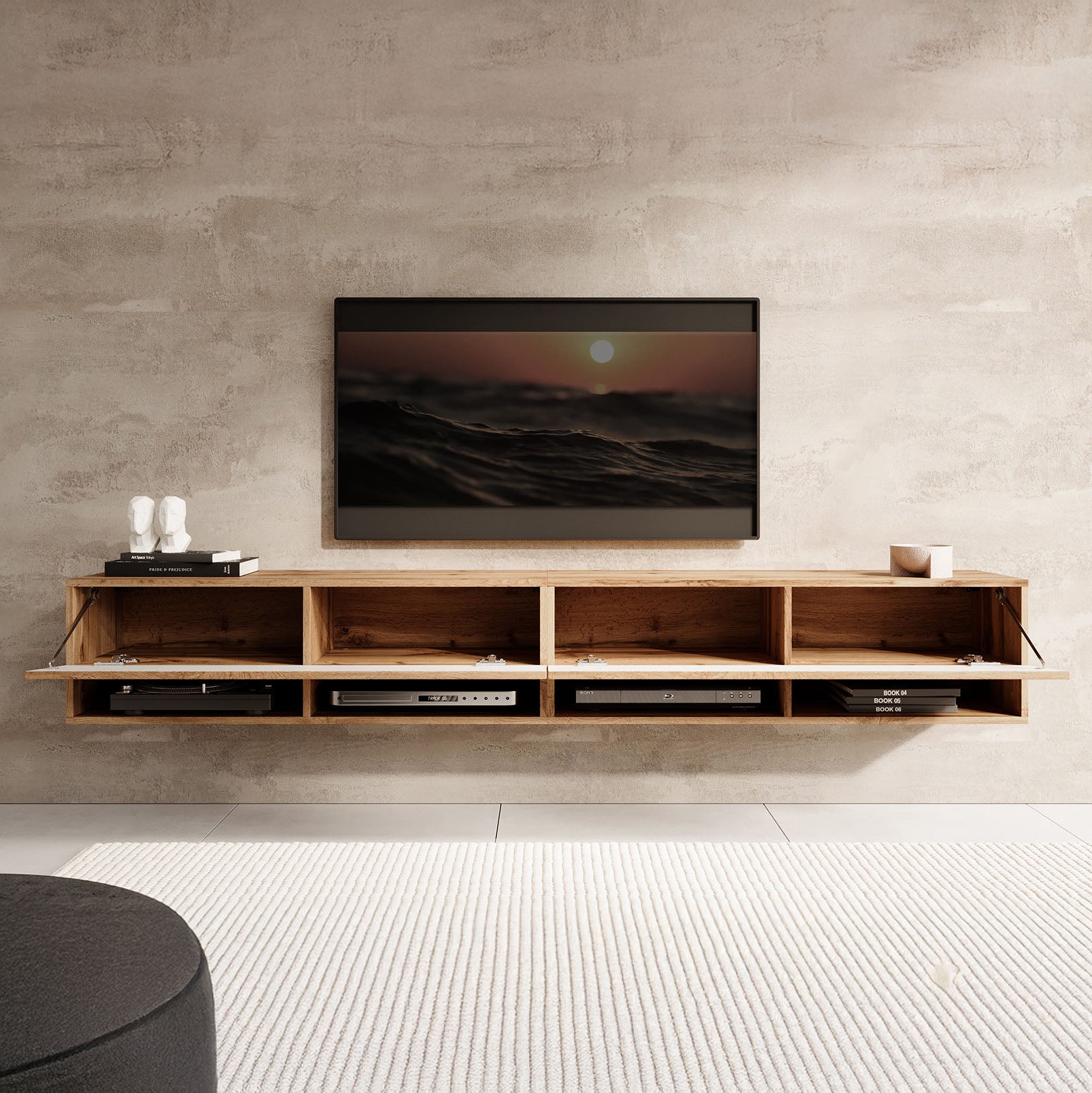 Asino - TV-Meubel  - Wave eiken - 200 cm