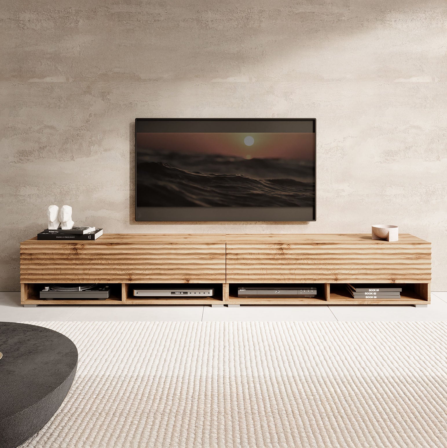 Asino - TV-Meubel  - Wave eiken - 200 cm