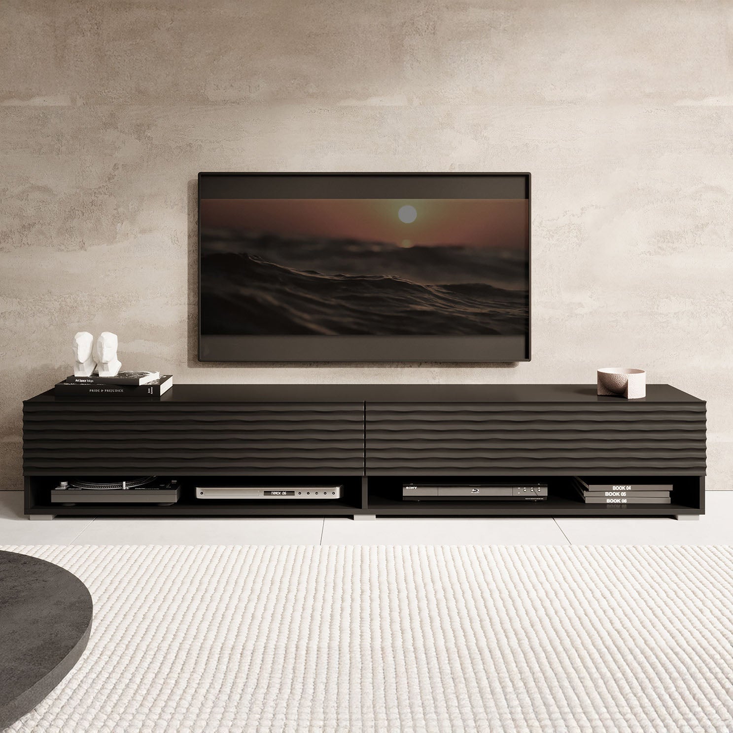 Asino - TV-Meubel  - Mat zwart  - 180 cm