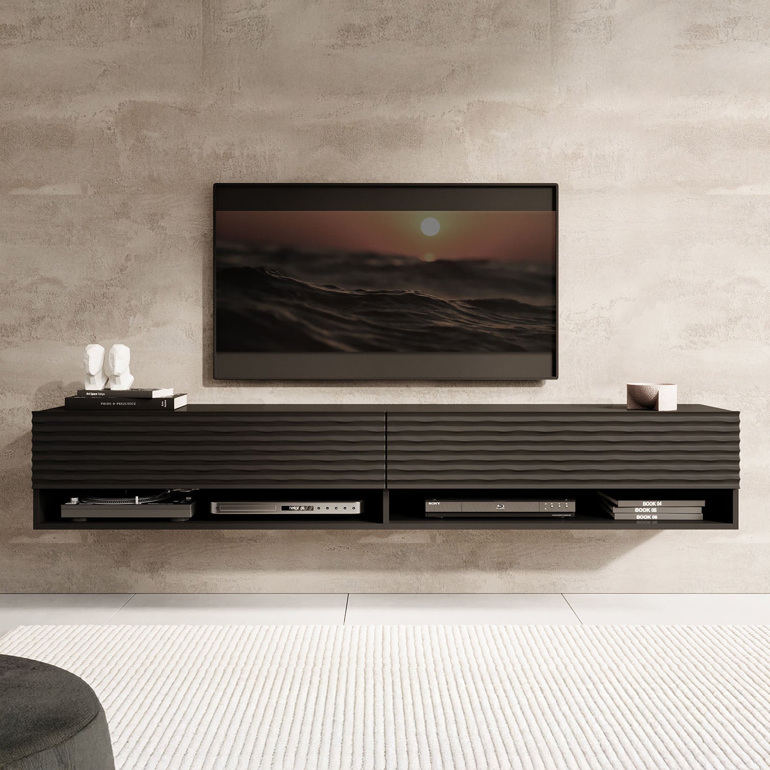 Asino - TV-Meubel  - Mat zwart  - 180 cm
