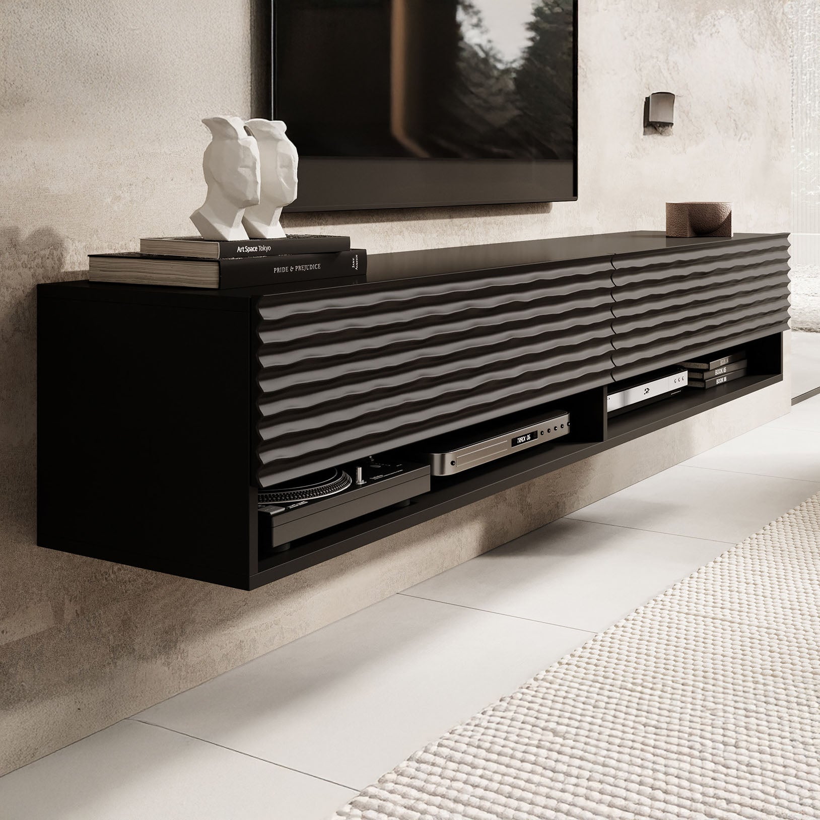 Asino - TV-Meubel  - Mat zwart  - 180 cm