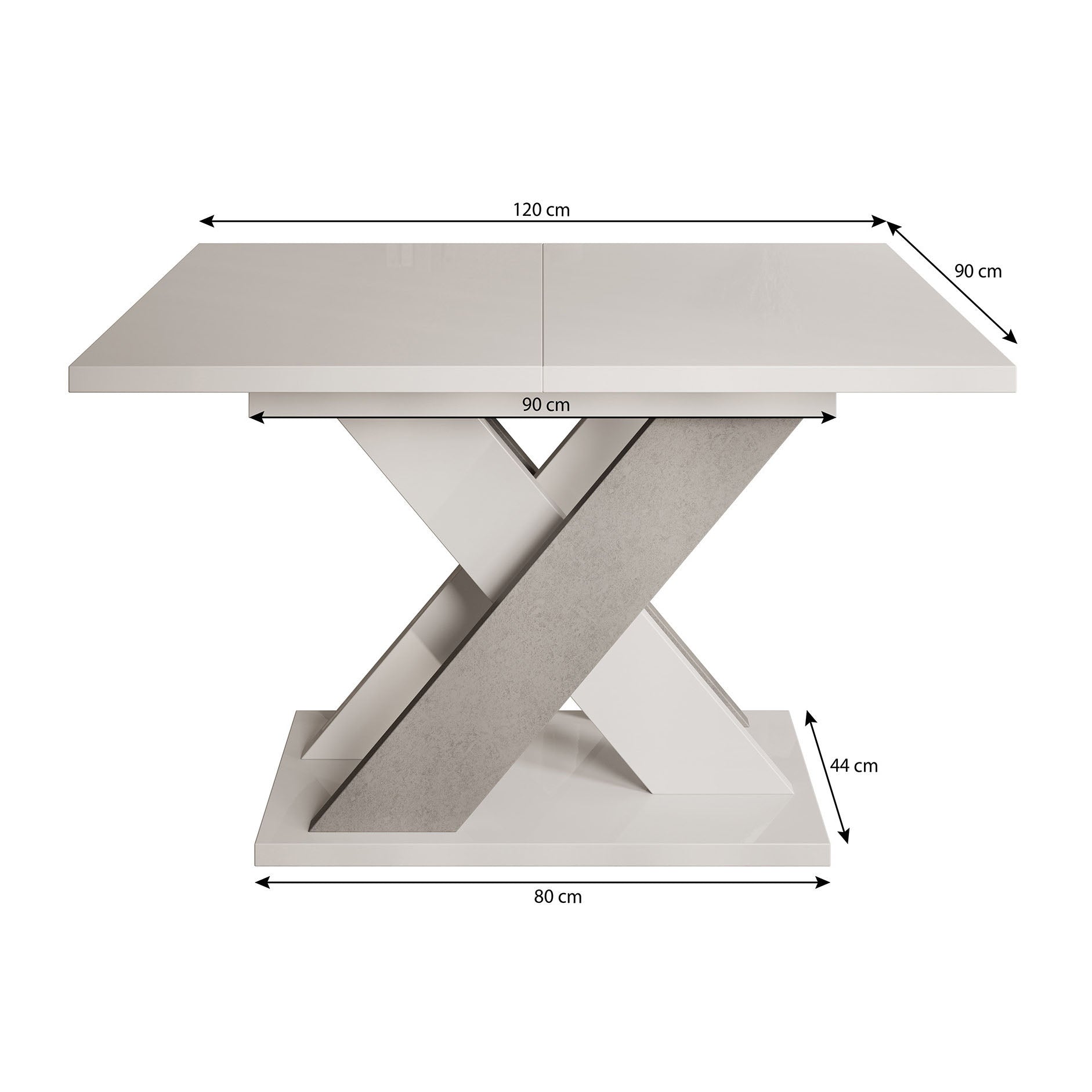 Xandra - Eetkamertafel - Zwart/betonlook - 120x90x75 cm