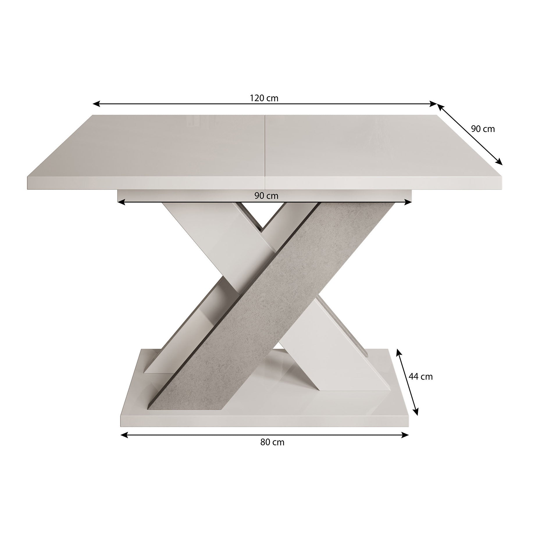 Xandra - Eetkamertafel - Eiken/zwart - 120x90x75 cm