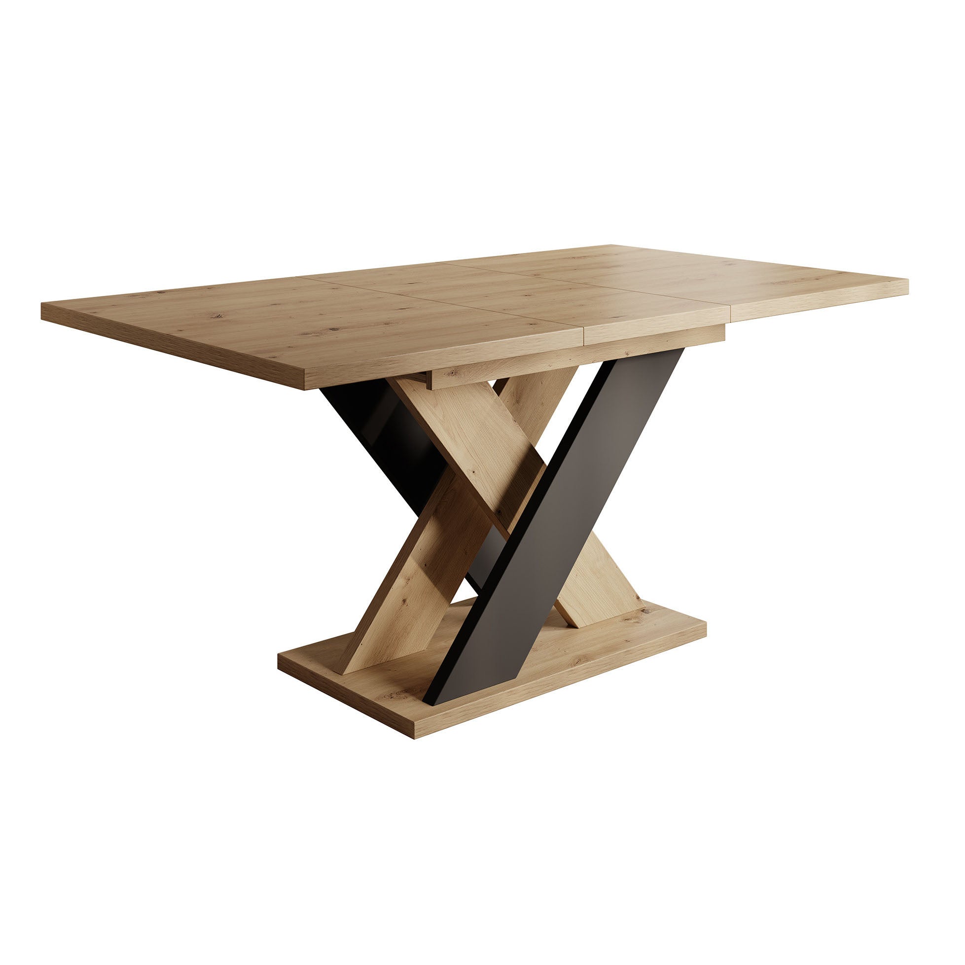 Xandra - Eetkamertafel - Eiken/zwart - 120x90x75 cm