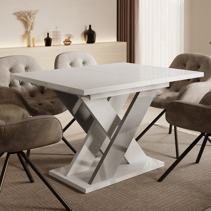 Xandra - Eetkamertafel - Wit/betonlook - 120x90x75 cm