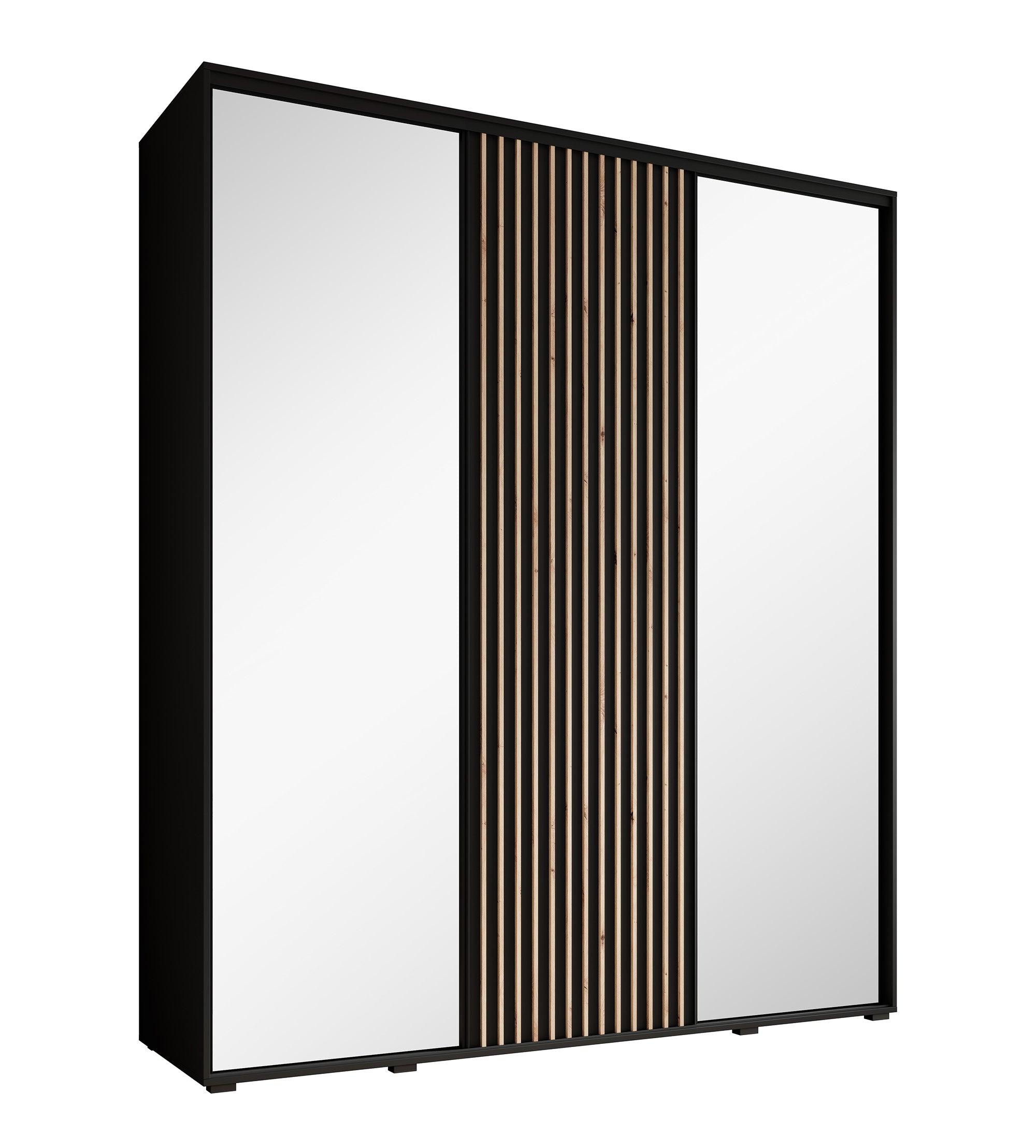 Leandro - Kledingkast met schuifdeuren - Zwart - 200x60x235 cm