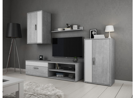 Wandmeubel Bellini - Betonlook - Wit