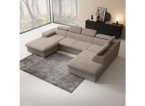 Hoekbank Cordoba XL - Bruin - Ribstof - Links