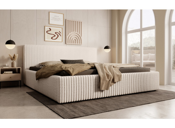 Tweepersoonsbed Infinity - Beige - Fluffy ribstof - 180x200 cm