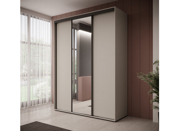 Kledingkast Delos 3 - Beige - 180 cm - Met spiegel - ACTIE