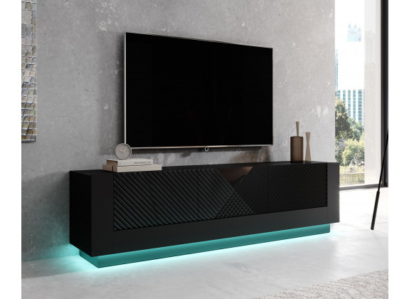 TV-Meubel Posada - Zwart - 180 cm - Met LED