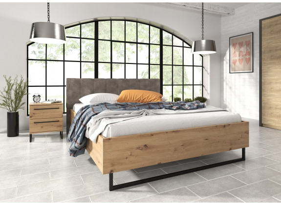 Tweepersoonsbed Saturn - Eiken - Zwart - 160x200 cm